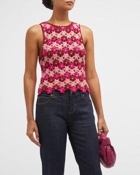 Alice + Olivia | Reva Flower Crochet Tank Top商品图片,满$200减$50, 满减