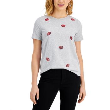 Charter Club | Sequin-Embellished Lip-Graphic T-Shirt, Created for Macy's商品图片,2.6折