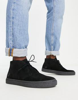 推荐Fred Perry Hawley suede desert boots in black商品