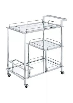 商品3 Tier Serving Cart with Glass Shelves and Metal Frame, Chrome,商家Belk,价格¥2101图片