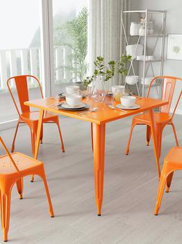 商品Merrick Lane | Adana 35.5" Square Metal Dining Table for Indoor and Outdoor Use in Orange,商家Verishop,价格¥1290图片