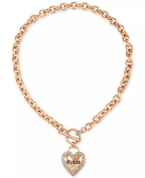 GUESS | My Sparkly Valentine Logo Heart Pendant 17” Toggle Necklace,商家Macy's,价格¥137