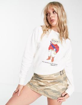 ralph lauren bear直邮, Ralph Lauren | Polo Ralph Lauren long sleeve bear sweatshirt in cream商品图片 