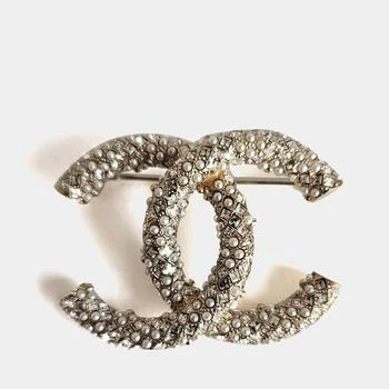 [二手商品] Chanel | Chanel Gold Tone CC Crystal/Pearl Embellished Brooch,商家The Luxury Closet,价格¥8875