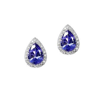 商品Macy's | Tanzanite (1-1/3 ct. tw.) & Diamond (1/8 ct.tw.) Pear Stud Earrings in 14k White Gold,商家Macy's,价格¥2734图片