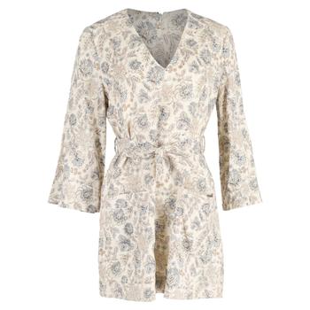 Zimmermann Mini Floral Print Belted Dress in Cream Linen