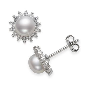 Giani Bernini | Cultured Freshwater Pearl (6-7mm) & Cubic Zirconia Stud Earrings in Sterling Silver, Created for Macy's商品图片,2.5折