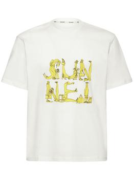 SUNNEI | Logo Print Cotton Jersey T-shirt商品图片,