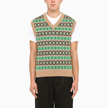 Kenzo | Green/camel knitted waistcoat商品图片,5折