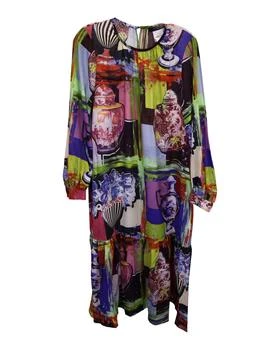 Max Mara | Weekend Max Mara Cassino Printed Midi Dress in Multicolor Silk 1.6折