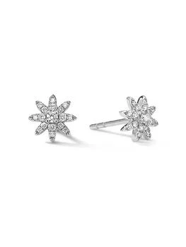 David Yurman | Petite Starburst Stud Earrings in 18K White Gold with Diamonds, 7.5MM,商家Saks Fifth Avenue,价格¥6939