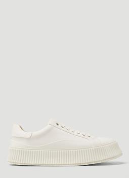 Jil Sander | Recycled Canvas Platform Sneakers in White商品图片,