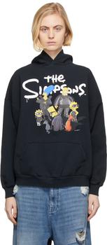 巴黎世家卫衣价格, Balenciaga | Black The Simpsons Edition Wide Fit Hoodie商品图片 