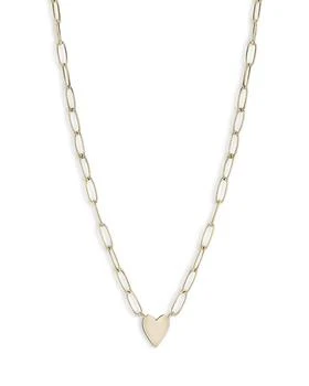 Moon & Meadow | 14K Yellow Gold Paperclip Chain Heart Pendant Necklace, 18",商家Bloomingdale's,价格¥3350