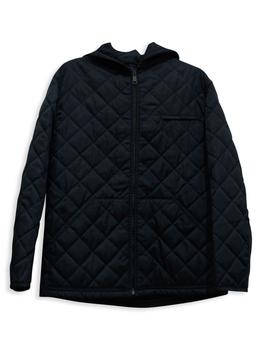 推荐Prada Hooded Quilted Jacket In Navy Blue Polyamide商品