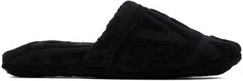 Versace | Black Allover Towel Slippers,商家Ssense US,价格¥947