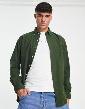 推荐Polo Ralph Lauren icon logo brushed flannel shirt custom regular fit in army green商品