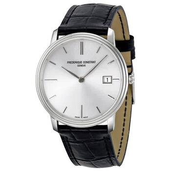 Frederique Constant | Slim Line Silver Dial Black Leather Mens Watch 220NS4S6商品图片,2.8折