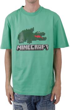 推荐x Minecraft Print Organic Cotton T-Shirt - Green商品