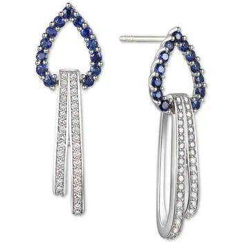Macy's | Sapphire (1/2 ct. t.w.) & Diamond (1/4 ct. t.w.) Looped Drop Earrings in 14k White Gold,商家Macy's,价格¥8320