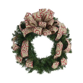 商品Creative Displays | Creative Displays 26'' Holiday Evergreen Wreath with a Swirl Pattern Bow,商家Premium Outlets,价格¥456图片