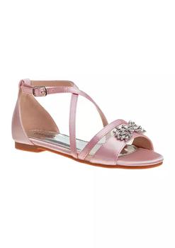 Badgley Mischka | Girls' Open Toe and Ankle Strap Buckle Flat Sandals商品图片,