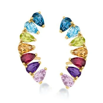 Ross-Simons | Ross-Simons Multi-Gemstone Ear Climbers in 14kt Yellow Gold,商家Premium Outlets,价格¥2978