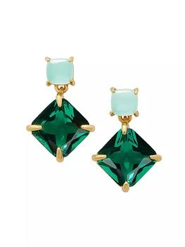Kate Spade | White-Gold-Plated, Cubic Zirconia & Glass Stone Drop Earrings 独家减免邮费