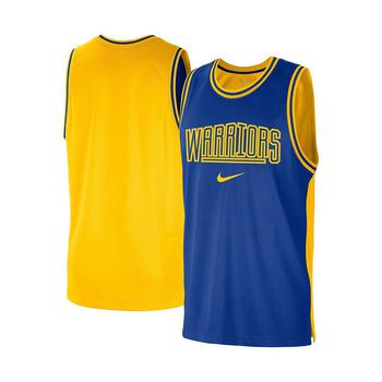 NIKE | Men's Royal and Gold Golden State Warriors Courtside Versus Force Split DNA Performance Mesh Tank Top商品图片,7.9折
