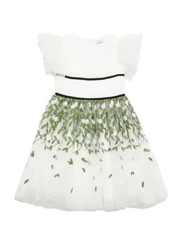 MONNALISA | Flowers Embroidered Tulle Dress 5.9折×额外7.5折, 额外七五折