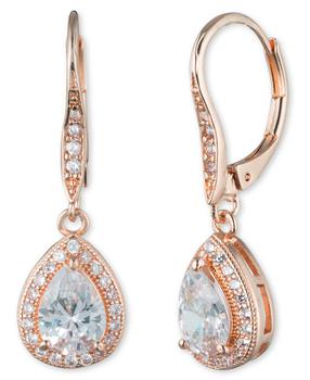 推荐Crystal Rose Gold-Tone Pearl Drop Earrings商品