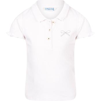 Mayoral | Rhinestones bow ribbed short sleeved polo shirt in white商品图片,4.9折×额外8.5折, 满$350减$150, 满减, 额外八五折