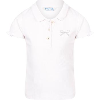 Mayoral | Rhinestones bow ribbed short sleeved polo shirt in white商品图片,4.9折×额外8.5折, 满$350减$150, 满减, 额外八五折