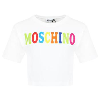 推荐White Short Sleeve Multicoloured Logo Crop T Shirt商品