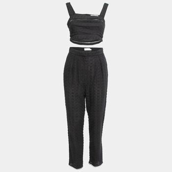 商品Zimmermann | Zimmermann Black Floral Cutout Lace Crop Top Pants Set M,商家The Luxury Closet,价格¥1815图片