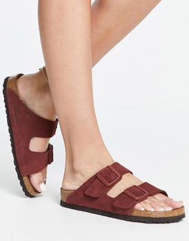 商品Birkenstock Arizona suede flat sandals in hot chocolate,商家ASOS,价格¥611图片