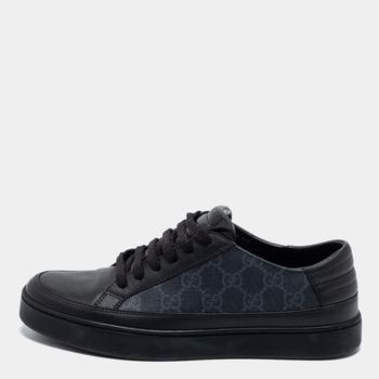 推荐Gucci Black Leather And GG Canvas Low Top Sneakers Size 39. 5商品