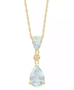 Macy's | Aquamarine Pear (1-1/2 ct. t.w.) & Diamond Accent Pendant Necklace in 14k Yellow Gold, 18",商家Macy's,价格¥2776