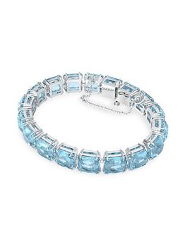 商品Swarovski | Millenia Swarovski Crystal Blue Square-Cut Rhodium-Plated Bracelet,商家Saks Fifth Avenue,价格¥1889图片