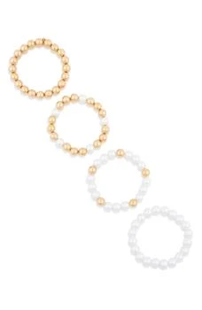 Nordstrom | Imitation Pearl Pack of 4 Stretch Bracelets,商家Nordstrom Rack,价格¥66