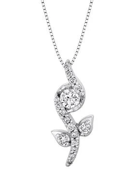 Sirena | Diamond Flower 18" Pendant Necklace (1/2 ct. t.w.) in 14k White Gold,商家Macy's,价格¥19441