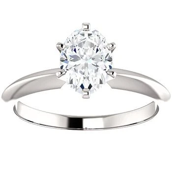 1 Ct Oval Moissanite Solitaire Engagement Ring 14k White Gold