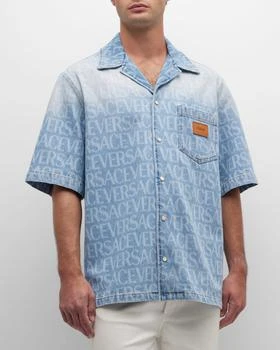 推荐Men's Allover-Logo Denim Camp Shirt商品