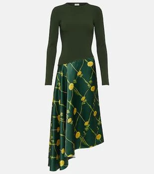 Burberry | 印花针织与缎布中长连衣裙 
