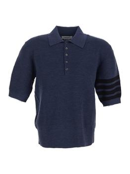 Thom Browne | Thom Browne Stripe-Detailed Short-Sleeved Ribbed Polo Shirt商品图片,5.2折起