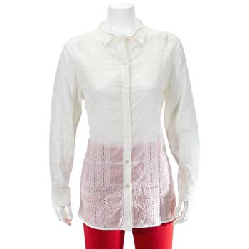 burberry衬衫, Burberry | Ladies Natural White Embroidered Long-sleeve Shirt商品图片 2.7折