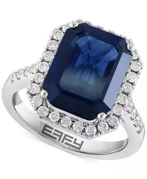 Effy | EFFY® Sapphire (7-1/8 ct. t.w.) & Diamond (1/2 ct. t.w.) Halo Ring in 14k White Gold,商家Macy's,价格¥29918