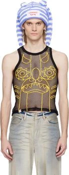 Charles Jeffrey Loverboy | SSENSE Exclusive Black & Yellow Graphic Net Tank Top,商家SSENSE HK,价格¥590
