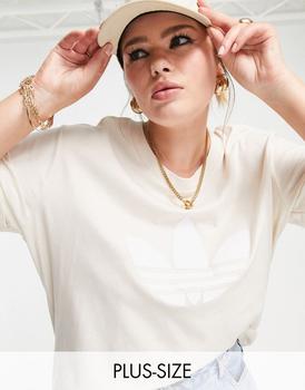 adidas plus精选, Adidas | adidas Originals '80's Aerobic' Plus roll sleeve t-shirt with trefoil in off white商品图片 8.6折