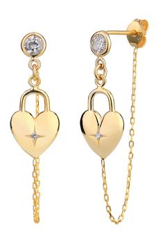 商品Gabi Rielle | 14K Gold Vermeil Heart Locket Long Dangle Front Back Earrings,商家Nordstrom Rack,价格¥318图片